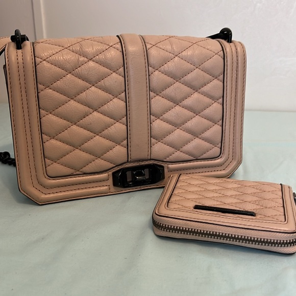Rebecca Minkoff Chevron Quilted Small Love Crossbody with matching wallet - Picture 10 of 12